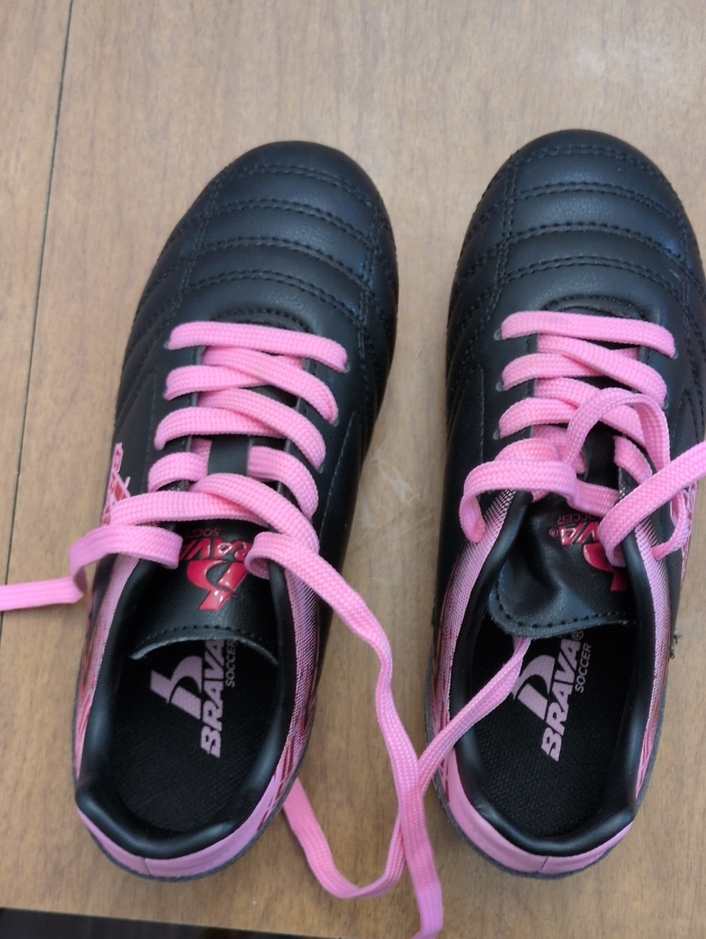 BRAVA Soccer Sneakers for Kids — Black with Pink Accents